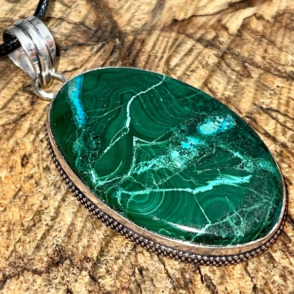 Azurite Malachite Crystal Pendant 2 1/4” - Picture 9 of 12